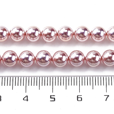 UV Plating Pearlized Glass Pearl Beads Strands GLAA-F128-01A-T19-1