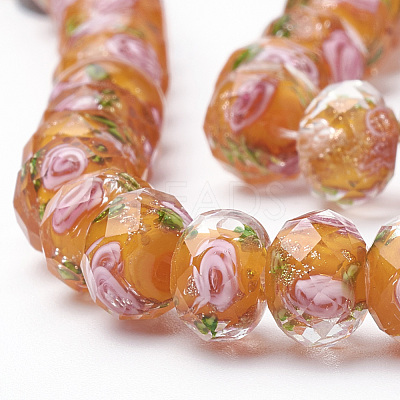 Handmade Gold Sand Lampwork Beads Strands LAMP-R141-8mm-07-1