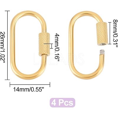 4Pcs 4 Style 304 Stainless Steel Screw Carabiner Lock Charms STAS-UN0029-89-1
