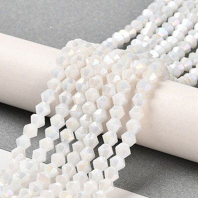 Opaque Solid Color Electroplate Glass Beads Strands EGLA-A039-P4mm-B15-1