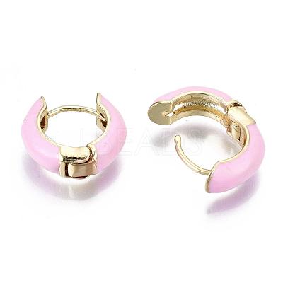 Brass Huggie Hoop Earrings EJEW-S209-01E-1