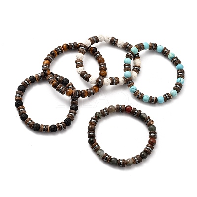 Natural & Synthetic Gemstone Stretch Bracelets BJEW-JB05359-1