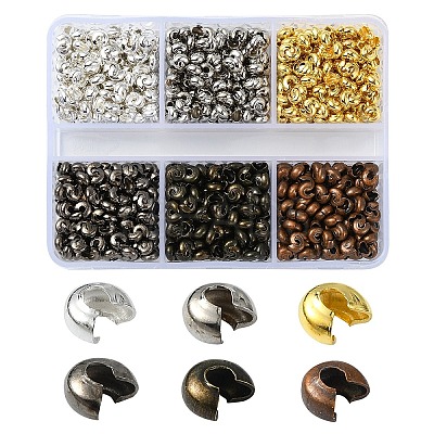 1200Pcs 6 Colors Iron Crimp Beads Covers IFIN-YW0003-72-1