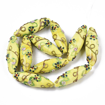 Handmade Gold Sand Lampwork Beads Strands LAMP-T007-02C-1