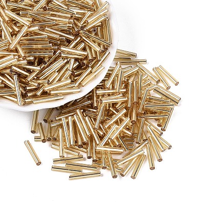 Silver Lined Transparent Glass Bugle Beads SEED-R028-2x15-B01-1