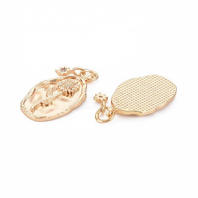 Brass Light Rose Rhinestone Pendants LS-KK-S364-218-1