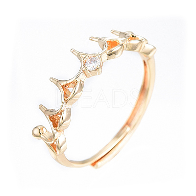 Brass Micro Clear Cubic Zirconia Adjustable Ring Settings LS-KK-T062-238G-1