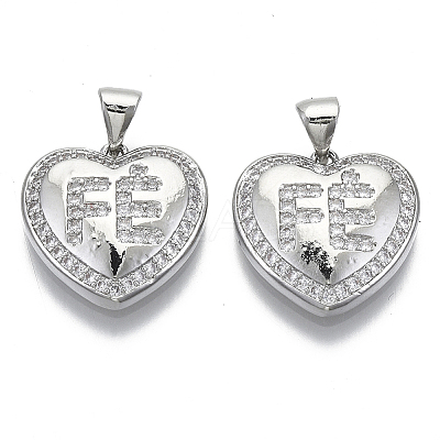 Brass Micro Pave Clear Cubic Zirconia Pendants ZIRC-N039-040B-NF-1