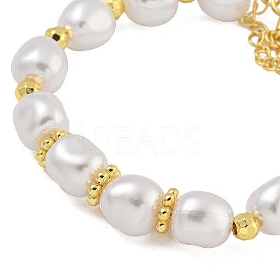 Rack Plating Brass and ABS Imitation Pearl Bracelets BJEW-B106-16G-1