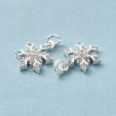 Rack Plating Brass Micro Pave Cubic Zirconia Charms KK-E081-15S-1