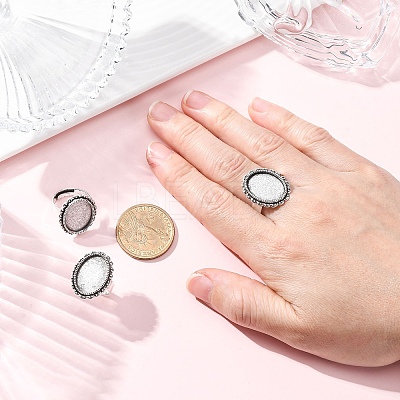 Vintage Adjustable Iron Finger Ring Components Alloy Cabochon Bezel Settings PALLOY-Q300-25AS-NR-1