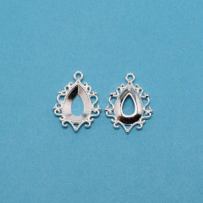 Electroplating Zinc Alloy Pendant Cabochon Settings FIND-WH0005-63S-1