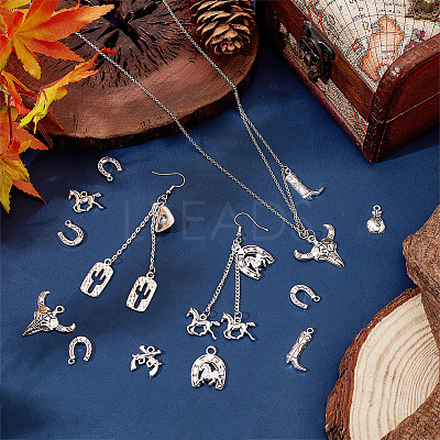 120Pcs 15 Styles Tibetan Style Alloy Pendants TIBE-PH0002-15-1