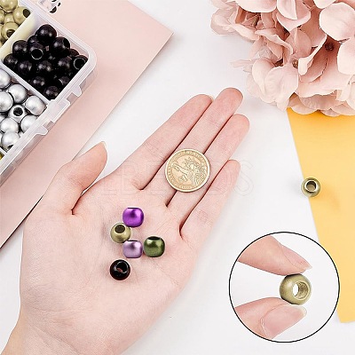 Matte Spray Painted Acrylic European Beads ACRP-NB0001-03-1