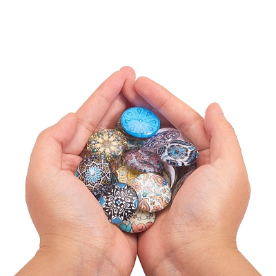 Printed Picture Glass Cabochons GGLA-YW0001-01A-1