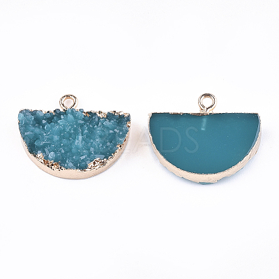 Electroplate Druzy Resin Semi Circle Pendants LS-RESI-S366-04A-1