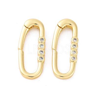 Brass Micro Pave Clear Cubic Zirconia Spring Gate Rings KK-S510-04G-1