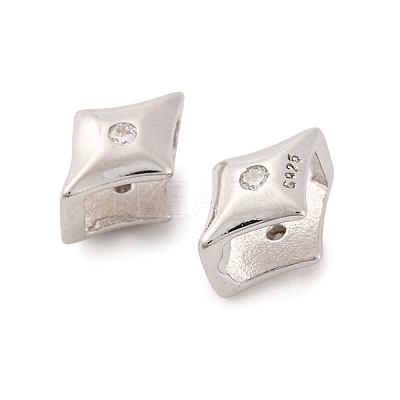 925 Sterling Silver Micro Pave Clear Cubic Zirconia Slide Charms STER-P061-02B-P-1