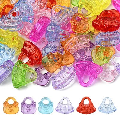 60Pcs 2 Styles Transparent Acrylic Pendants TACR-YW0003-38-1