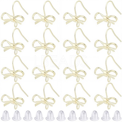 28Pcs Bowknot Shape Brass Earring Hook DIY-SP0001-06G-1