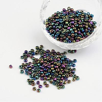 8/0 Electroplated Iris Round Glass Seed Beads X-SEED-A009-3mm-603-1