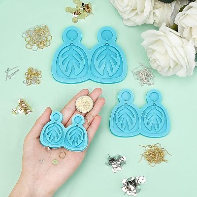 DIY Leaf Dangle Stud Earrings Silicone Molds DIY-OC0003-96-1