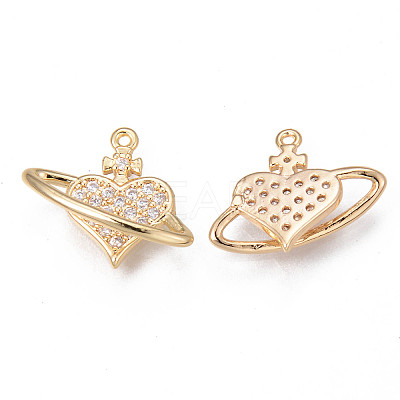 Brass Micro Cubic Clear Zirconia Pendants KK-R116-031-NF-1