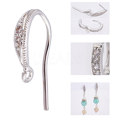 8Pcs 2 Style Brass Micro Pave Cubic Zirconia Hoop Earrings KK-BBC0001-40-1