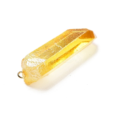 Electroplated Natural Quartz Pendants G-P315-B01-09G-1