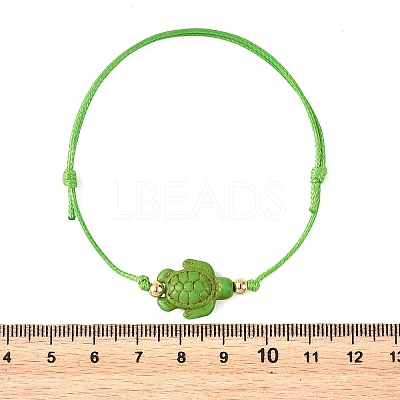 4Pcs 4 Colors Ocean Dyed Synthetic Turquoise Sea Turtle Beaded Adjustable Waxed Polyester Cord Bracelets for Women BJEW-JB14243-01-1