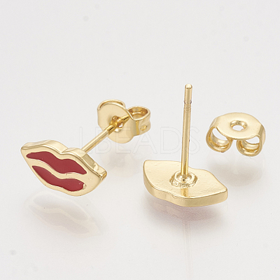 Brass Stud Earrings EJEW-S201-178-1