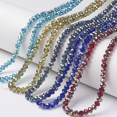 Electroplate Transparent Glass Beads Strands EGLA-A034-T6mm-S-1
