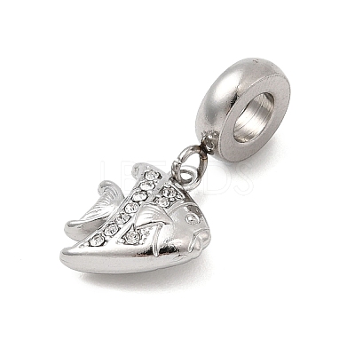 304 Stainless Steel Crystal Rhinestone Sea Animal European Dangle Charms STAS-D153-02A-P-1