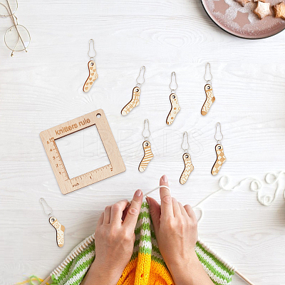 Alloy and Wooden Sweater Knitting tool AJEW-WH0472-20I-1