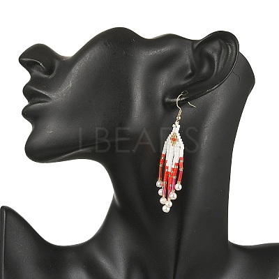 304 Stainless Steel Glass Seed Beads Arrow Dangle Earrings EJEW-MZ00554-04-1