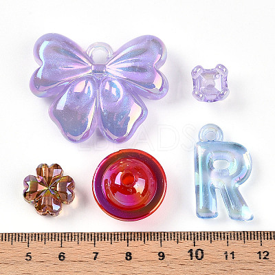 Transparent UV Plating Acrylic Beads OACR-T028-35-1-1
