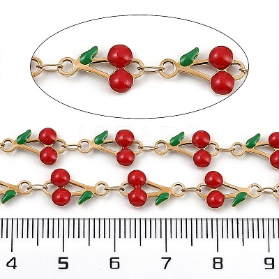 Ion Plating(IP) 304 Stainless Steel Enamel Cherry Link Chains CHS-Z003-01G-02-1