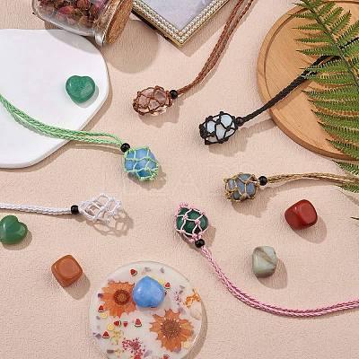Braided Waxed Cotton Thread Cords Macrame Pouch Necklace Making AJEW-SW00022-06-1