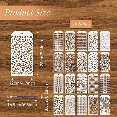 20Pcs 20 Styles PET Hollow Out Drawing Painting Stencils DIY-WH0669-039-1