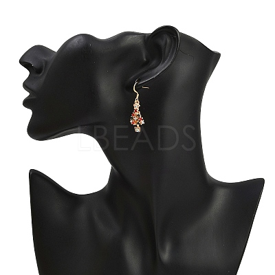 Christmas Theme Alloy Rhinestone Dangle Earrings EJEW-JE06627-01-1