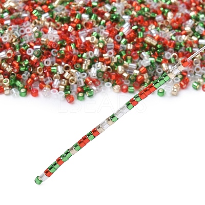 4 Colors Christmas 11/0 Glass Seed Beads SEED-X0058-13-1