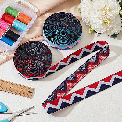 10 Yards 2 Colors Flat Nylon Elastic Band with Wave Pattern EC-FG0001-04-1
