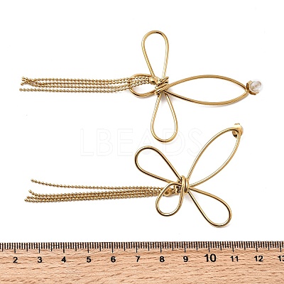 304 Stainless Steel Butterfly Tassel Stud Earrings LS-EJEW-B151-02-1