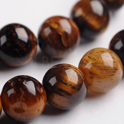Round Natural Tiger Eye Gemstone Bead Strands G-J333-03-6mm-1