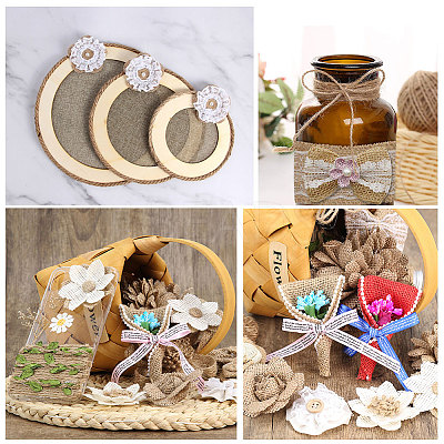 Handmade Burlap Flower & Lace Bowknot FIND-SC0001-21-1