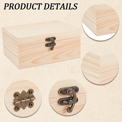 Wood Keepsake Box Gift Cases with Metal Clasps and Hinged Lid CON-CL0001-11-1