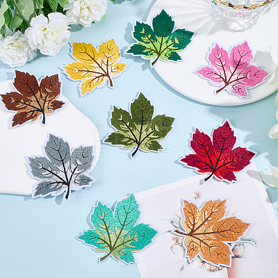 9Pcs Leaf Computerized Embroidery Cloth Iron on/Sew on Patches PATC-WH20006-007-1