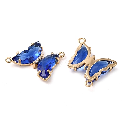 Brass Pave Faceted Glass Connector Charms FIND-Z020-04A-1