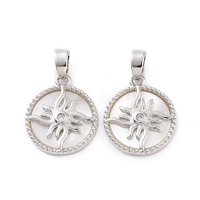 Brass Micro Pave Clear Cubic Zirconia Pendants KK-E068-VC127-1