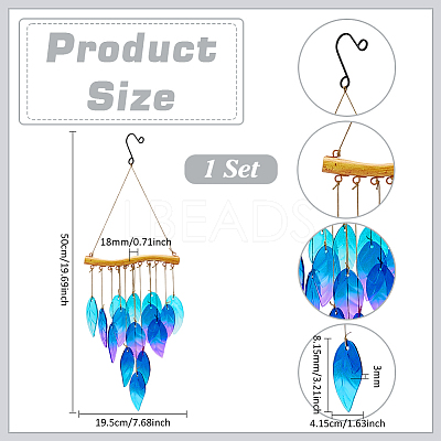 Glass Tassel Wind Chimes AJEW-WH0348-904A-1